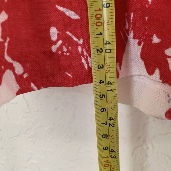 Coldwater Creek Dress Women 12 White Red Floral 100% Linen Pleated Beach Coastal - Picture 8 of 8